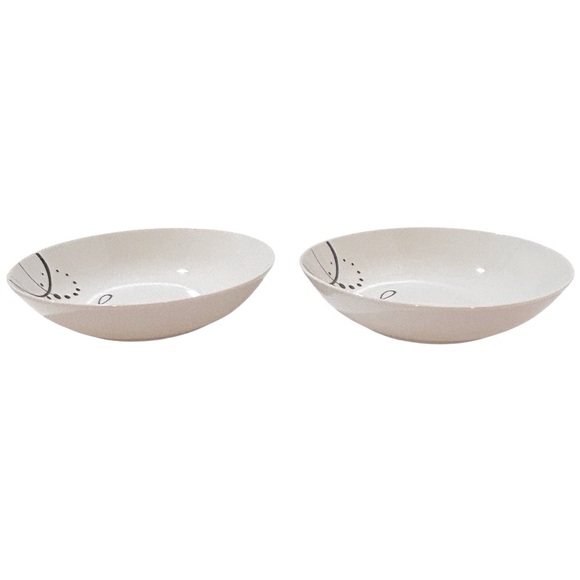 TABLE TOPS GALLERY Pescara Set of 2 Pasta bowls Swirl Round White Black LIKE NEW - Picture 4 of 11